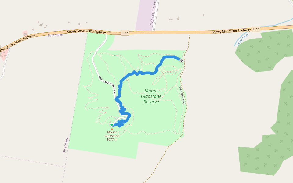 Mt Gladstone track walking route map in Cooma