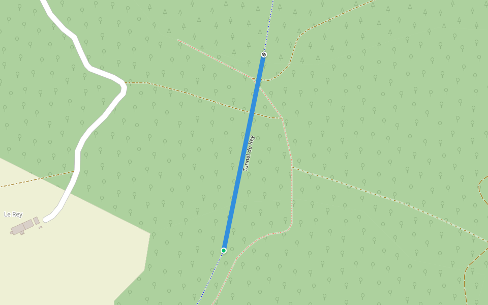 Tunnel de Rey walking route map in Lignairolles