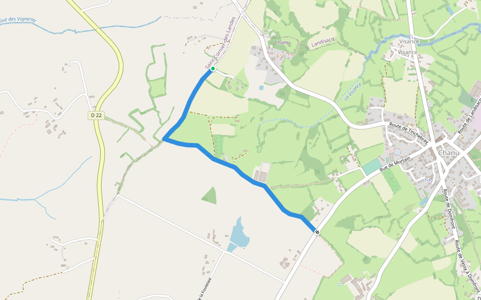 Chemin de la Pichardière walking route map in Chanu