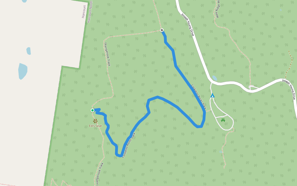 Cockatoo Rocks Track walking route map in Harcourt North