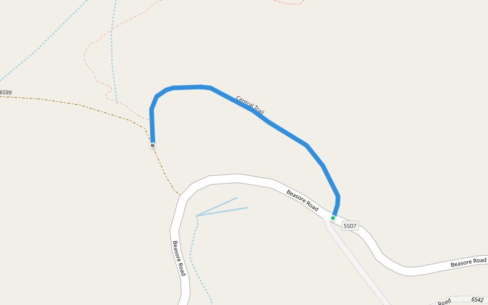 Central Trail walking route map in Bass Lake