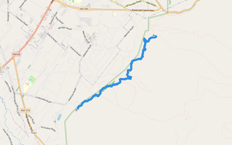 Talpa Traverse walking route map in Taos