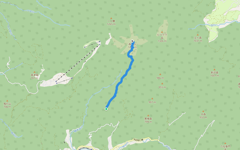 中村登山道 walking route map in Kitaakita