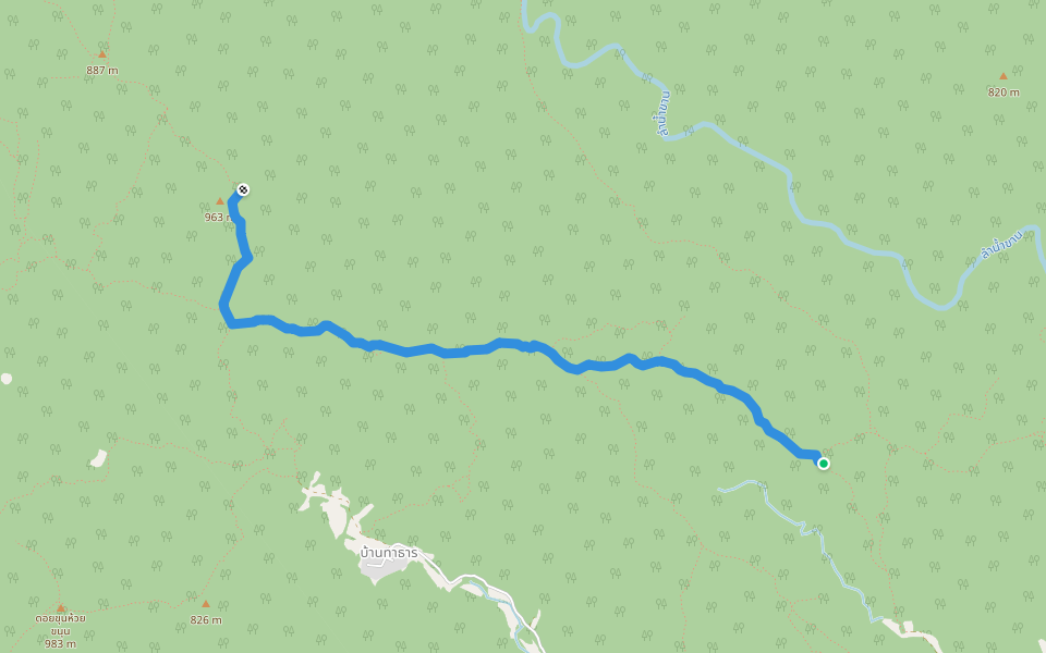 Thirsty Ridge walking route map in Don Pao