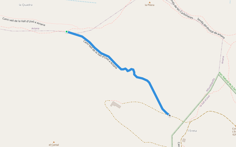 Camí Vell de la Vall d'Uixó a Artana walking route map in La Vall d'Uixó
