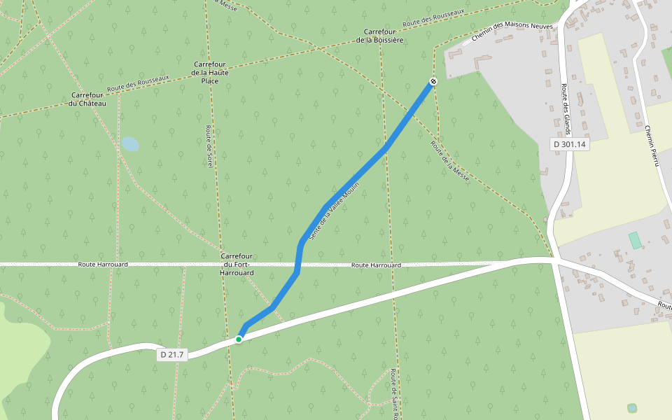 Sente de la Vallée-Moulin walking route map in Sorel-Moussel