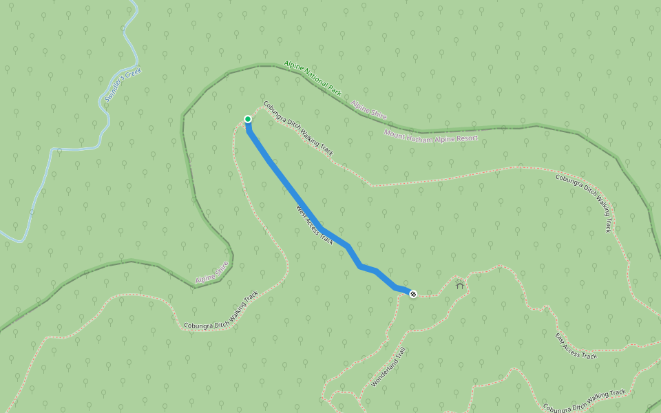 West Access Track walking route map in Hotham Heights