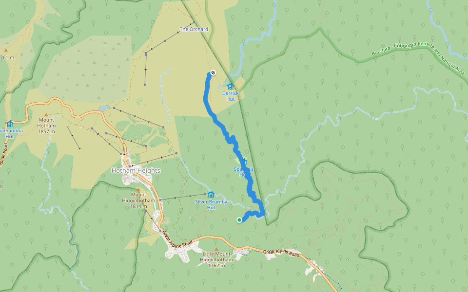 The Huts Walk walking route map in Hotham Heights