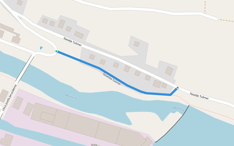 Šetalište Tušmer walking route map in Duga Resa