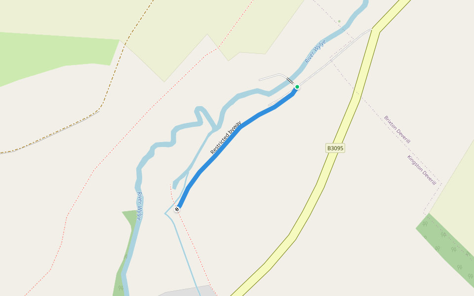 Restricted byway walking route map in Monkton Deverill