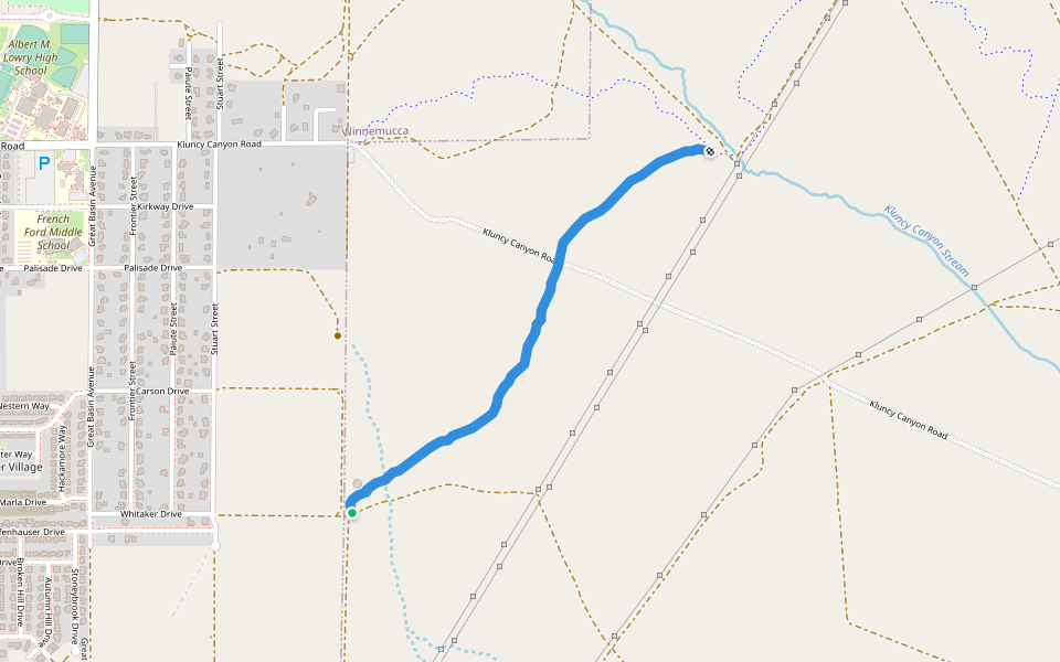 Secret Trail walking route map in Winnemucca