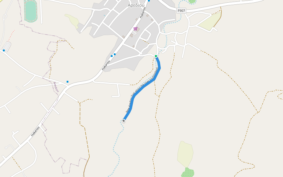 New Arediou Trail along the river (Unfinished) walking route map in Arediou