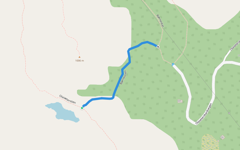 Bjørnestien walking route map in Flå