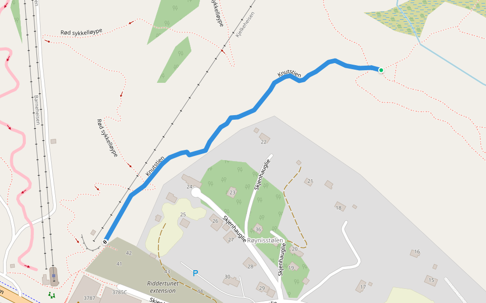 Knutstien walking route map in Beitostølen