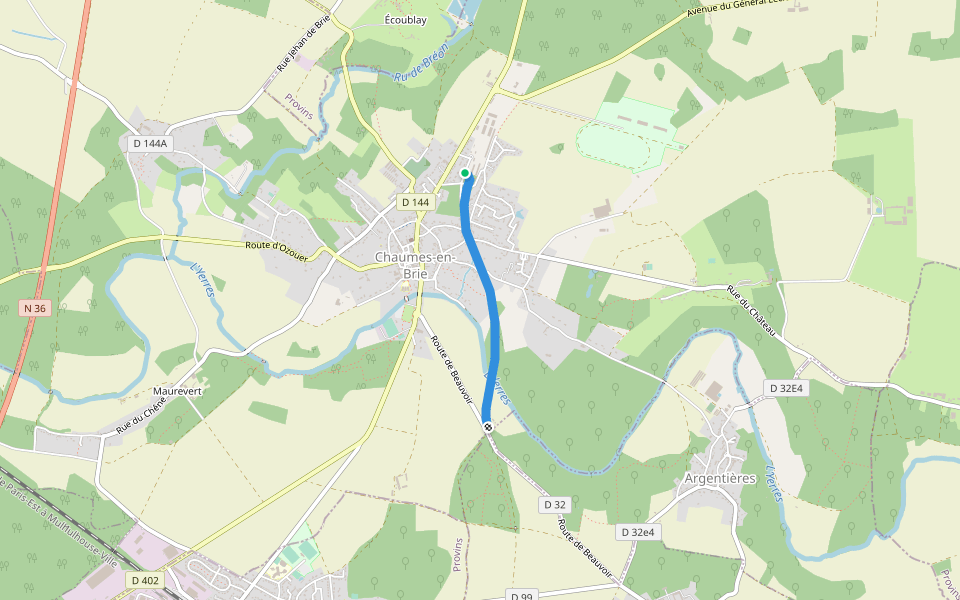 Allée Jehan Michel walking route map in Chaumes-en-Brie