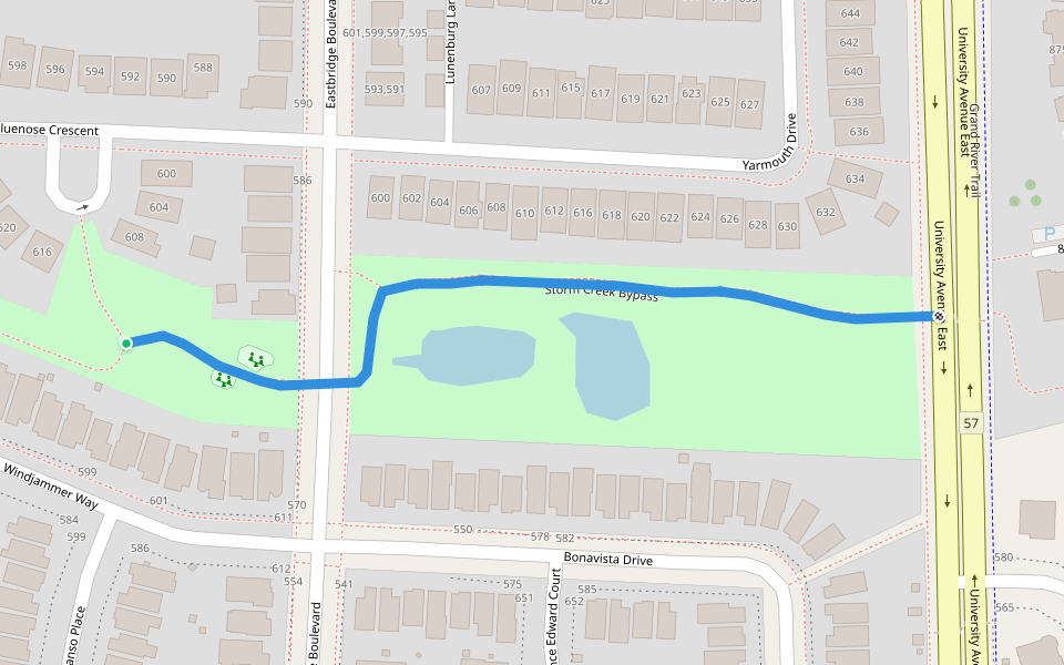 Storm Creek Bypass walking route map in Waterloo