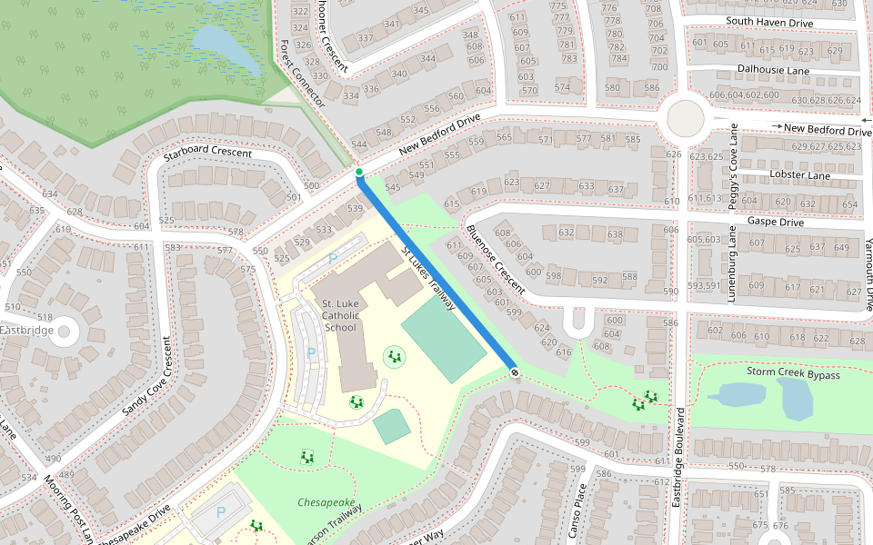 St Lukes Trailway walking route map in Waterloo