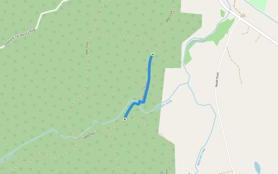 Indistinct Track walking route map in Shepherds Flat