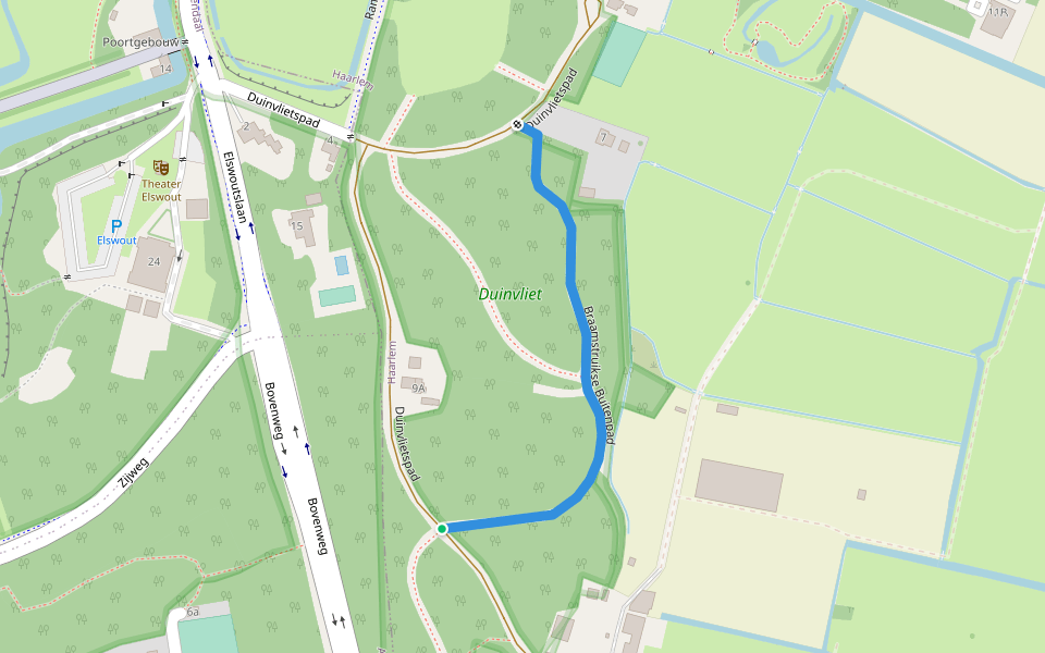 Braamstruikse Buitenpad walking route map in Haarlem