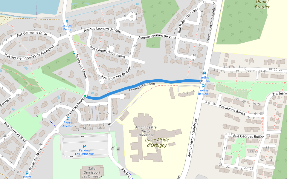 Chemin d'Arcadie walking route map in Bouaye