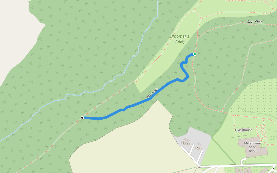 Rock walk walking route map in Ardingly