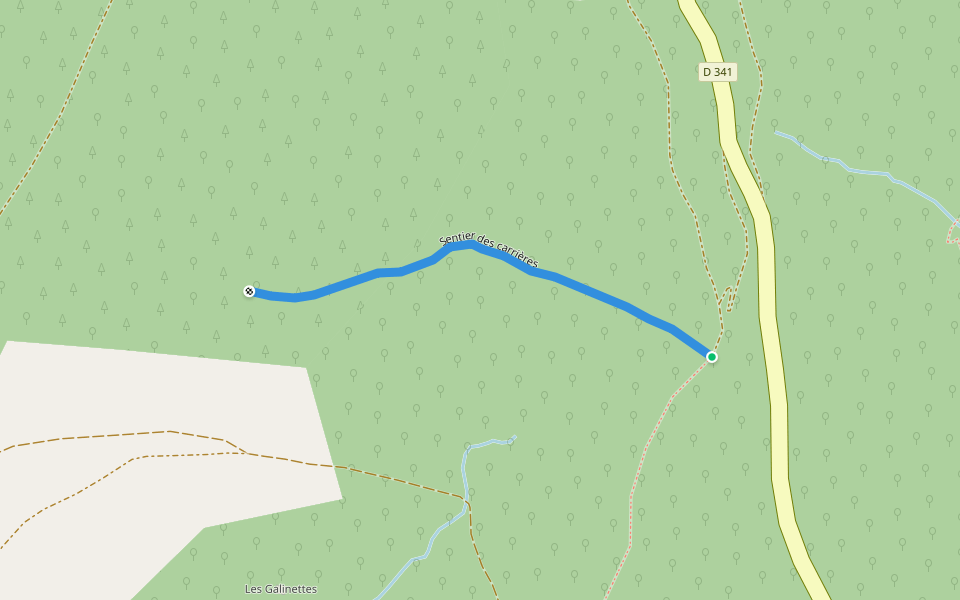 Sentier des carrières walking route map in Saint-Jean-du-Bruel