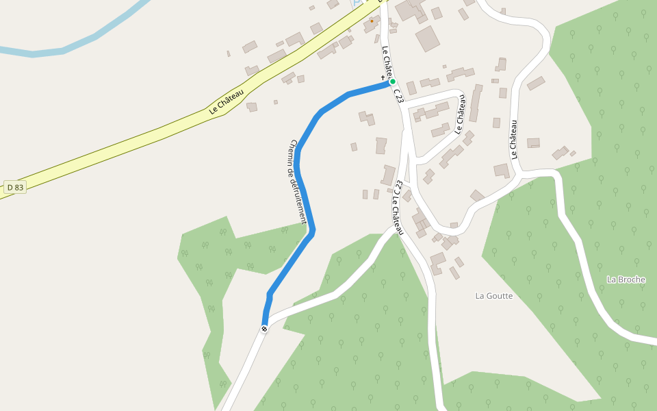 Chemin de défruitement walking route map in Fougerolles-Saint-Valbert