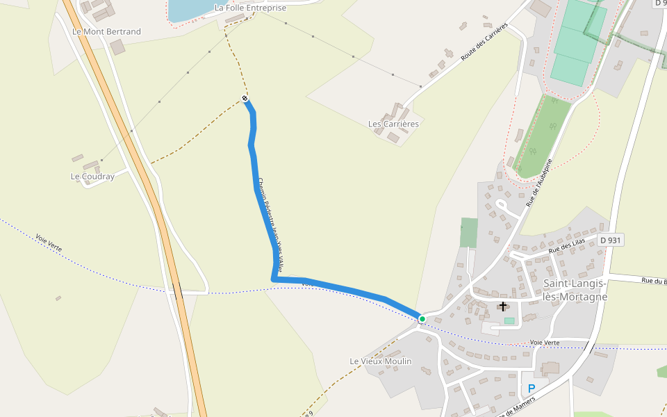 Chemin pédestre Jean-Yves VAllet walking route map in Saint-Langis-lès-Mortagne