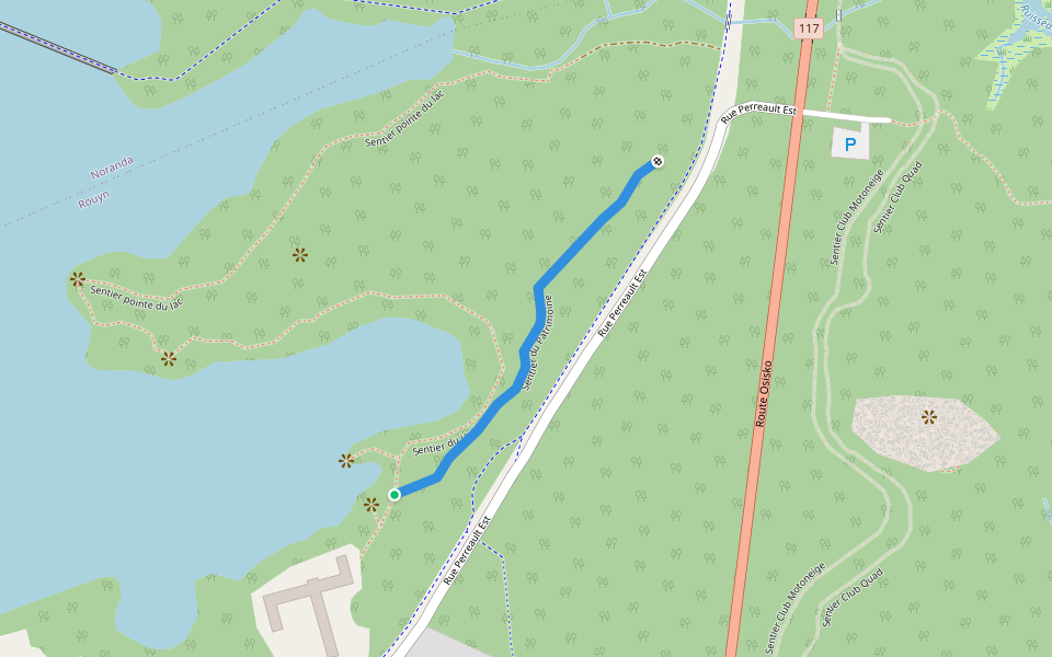 Sentier du Patrimoine walking route map in Rouyn-Noranda