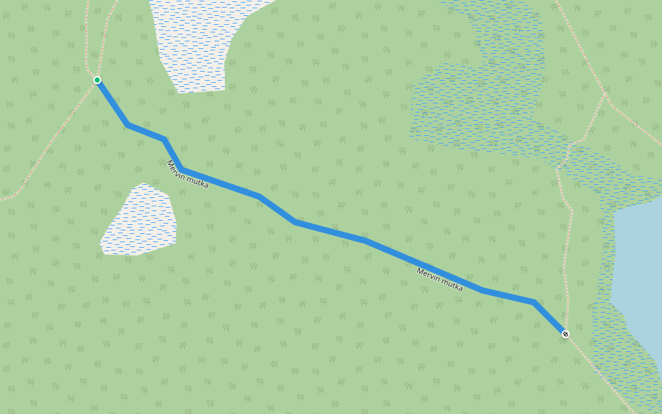 Mervin mutka walking route map in Jyväskylä