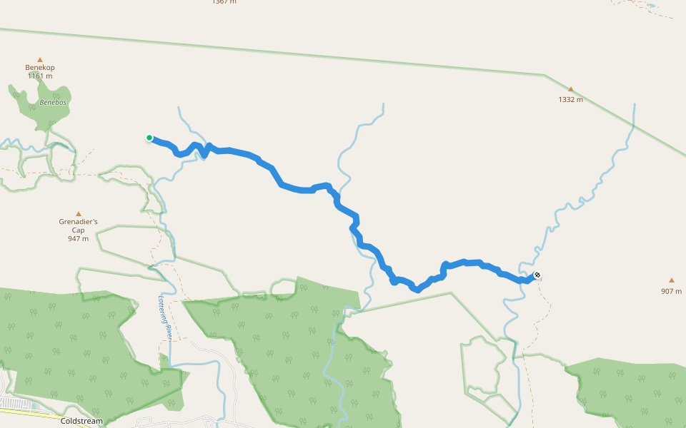 Tsitsikamma Hike walking route map in Stormsrivier