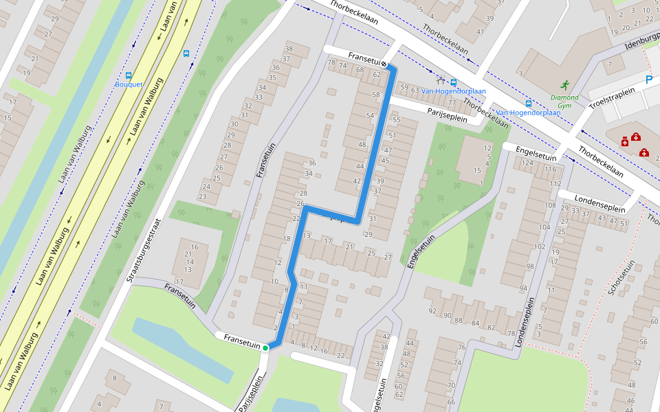 Parijseplein walking route map in Zwijndrecht