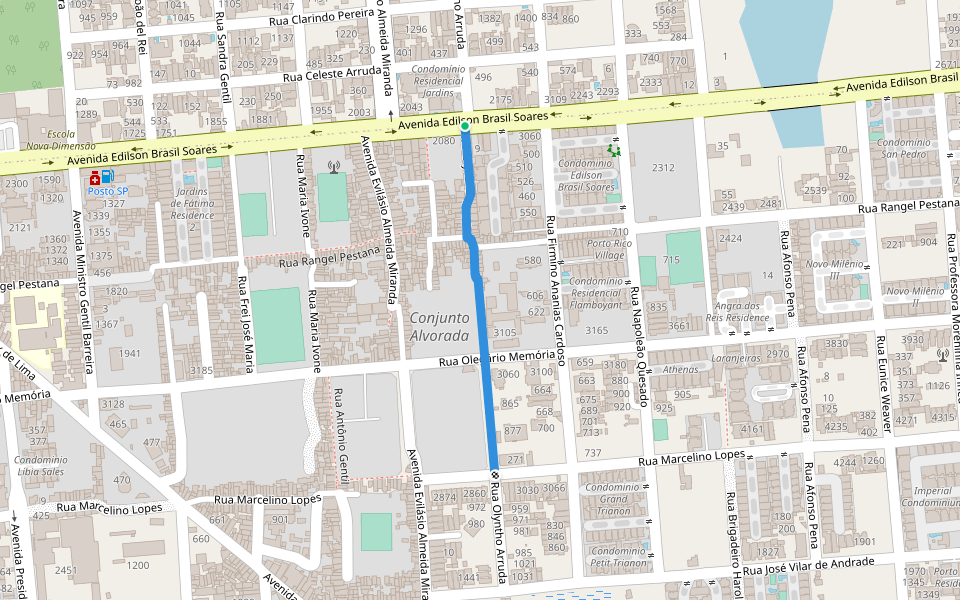 Rua Olyntho Arruda walking route map in Fortaleza