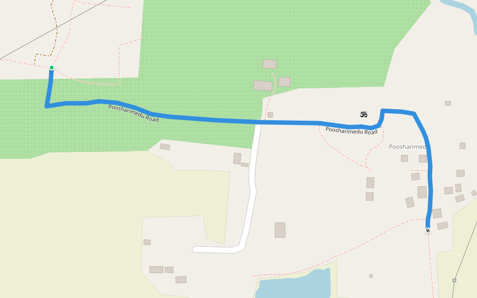 Poosharimedu Road walking route map in Pudussery West