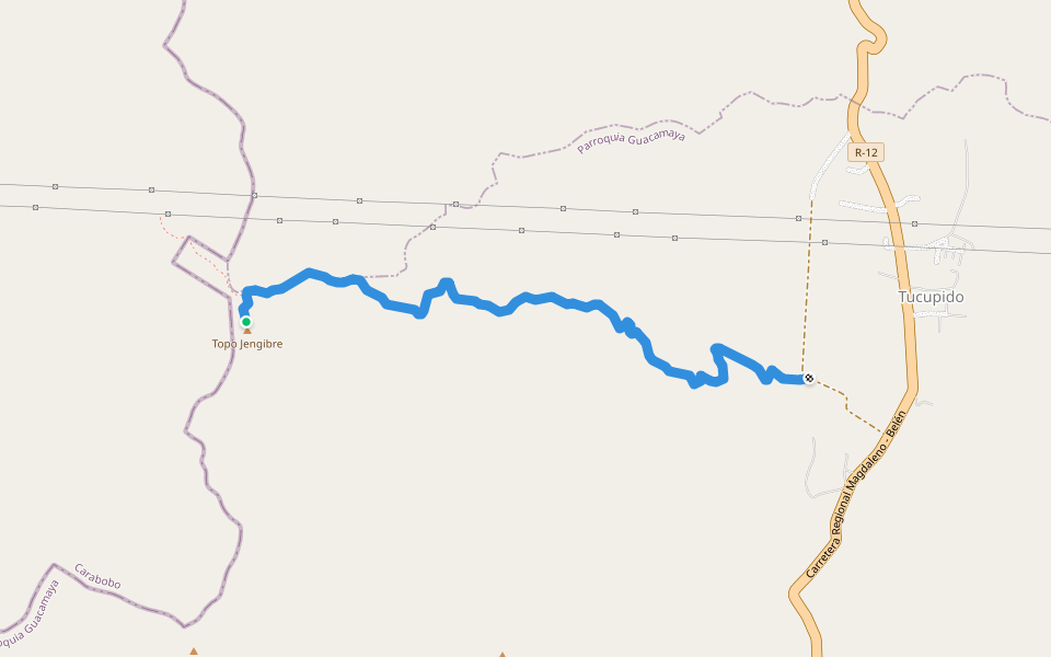 Sendero del Jenjibre walking route map in El Milagro