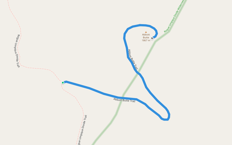 Abbott Butte Trail walking route map in Prospect