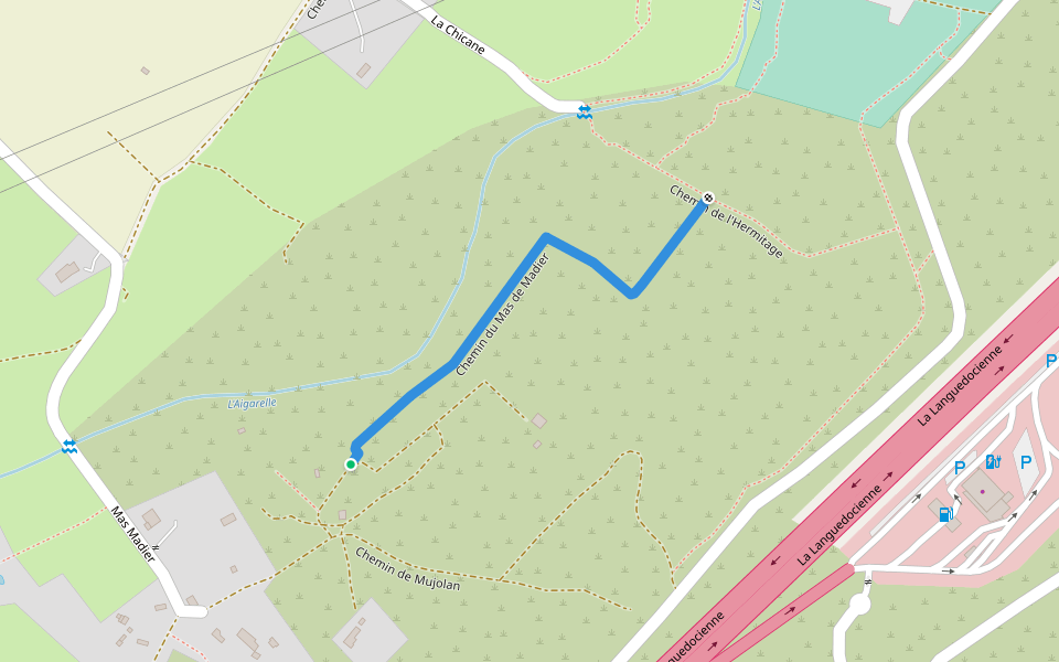 Chemin du Mas de Madier walking route map in Fabrègues