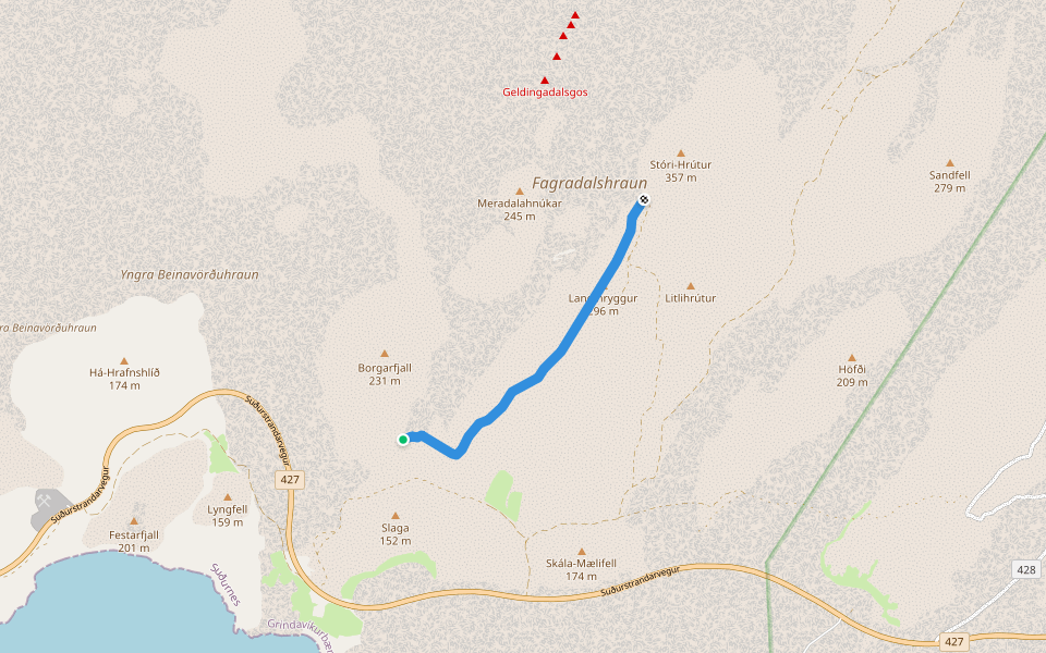 Gönguleið C walking route map in Grindavik