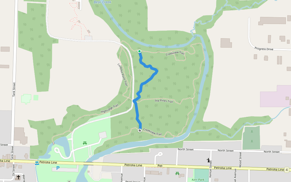 Haunted Tree Trail walking route map in Petrolia
