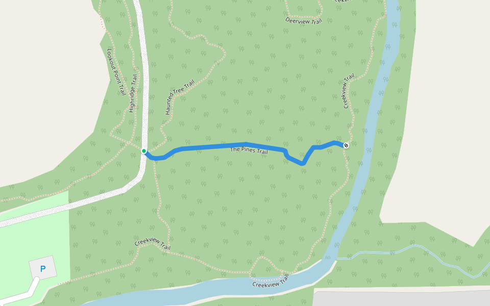 The Pines Trail walking route map in Petrolia