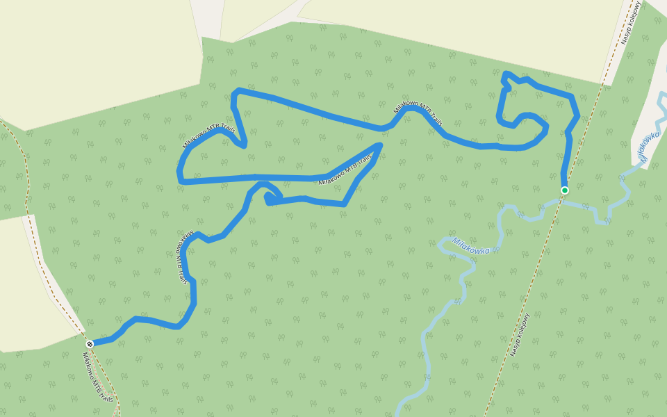 Miłakowo MTB Trails walking route map in Rycerzewo
