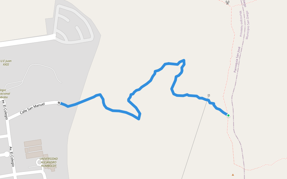 Sendero del Colegio Internacional walking route map in Valencia