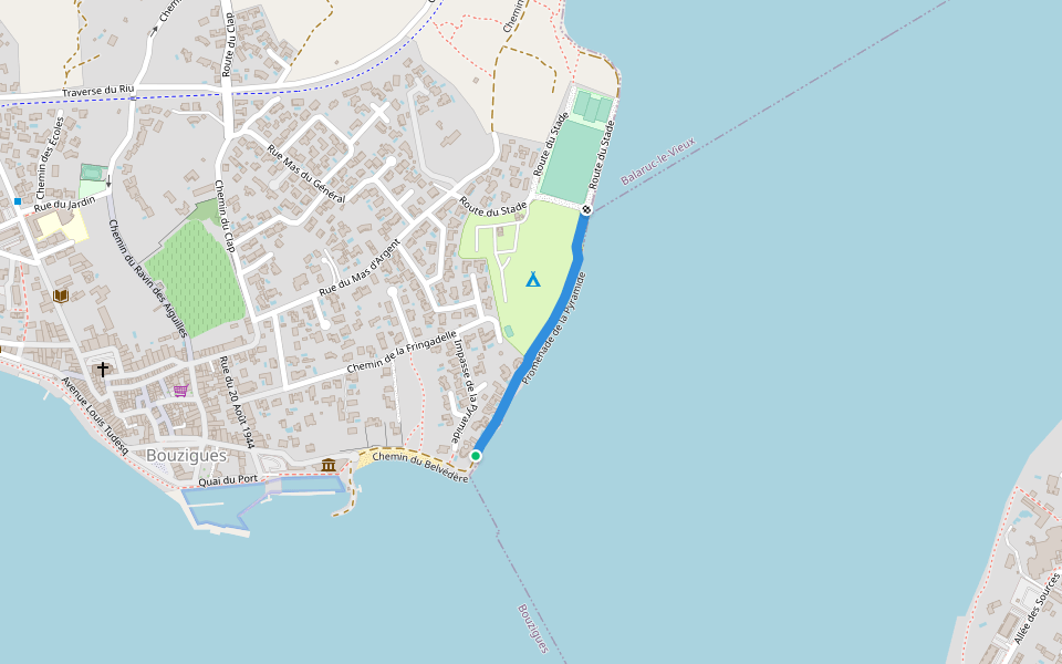 Promenade de la Pyramide walking route map in Bouzigues