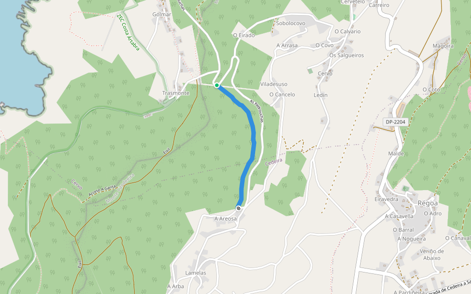 Camiño do Mel walking route map in Cedeira