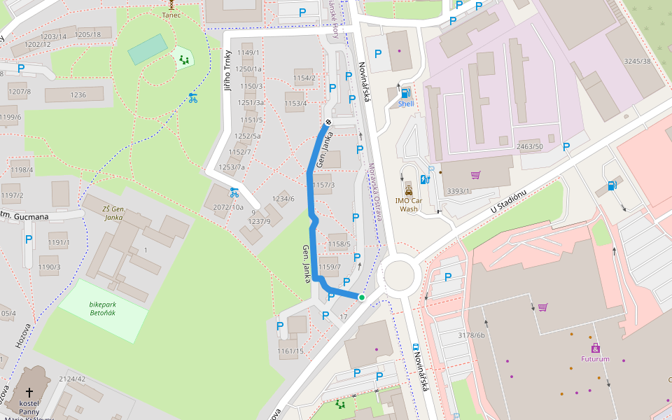 Gen. Janka walking route map in Ostrava