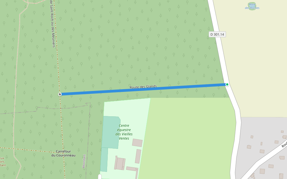 Route des Glands walking route map in Sorel-Moussel