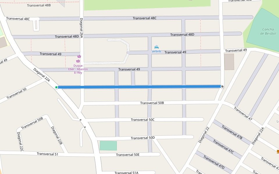 Transversal 50A walking route map in Arenal