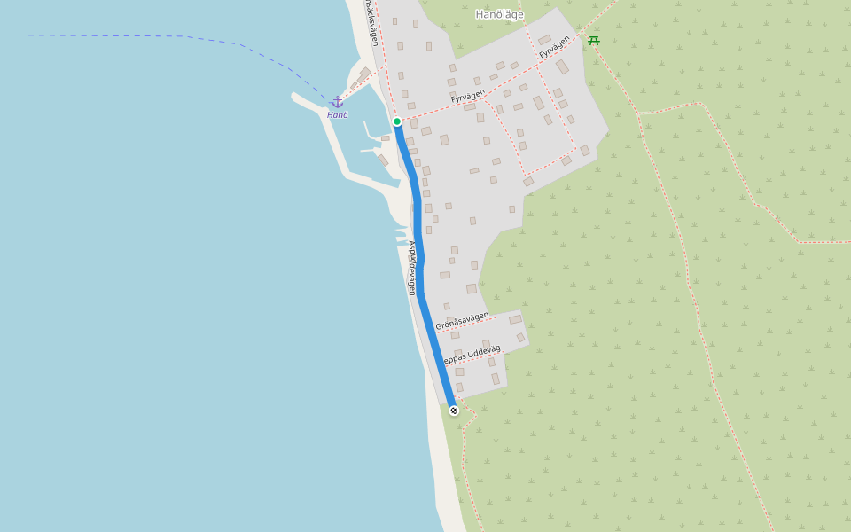 Äspuddevägen walking route map in Hanö