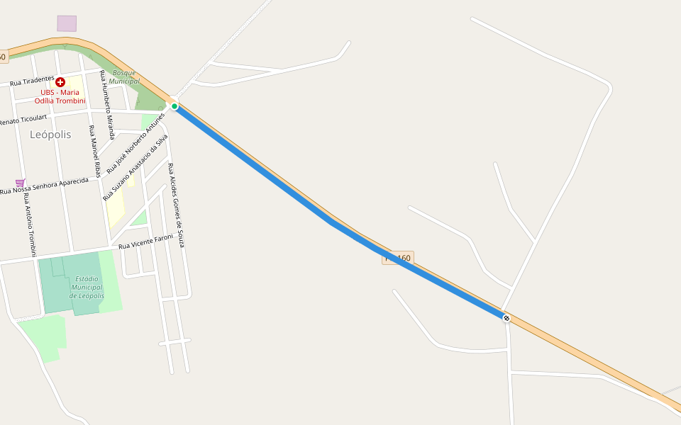 Ciclovia Alcides Toneze walking route map in Leópolis