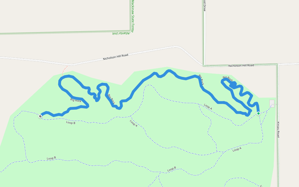 Big Rock walking route map in Hubbard Lake